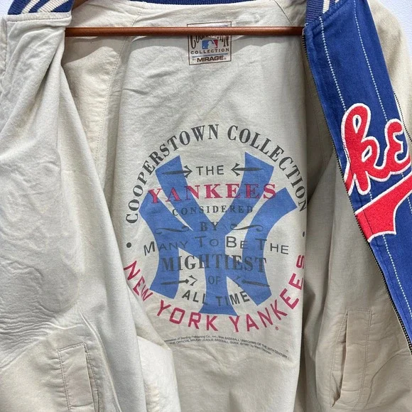 Vintage Sz L New York Yankees Cooperstown Collection Jacket Blue Pinstripe Retro - Picture 4 of 9